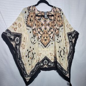 Vince Camuto Tasseled Casual Kimono Beach Swim Cover Up Women One Sz Boho Print